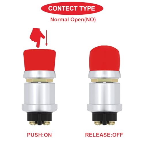 3pcs Red Push Start Button Switch 12V 50A SPST Heavy Duty - Product Imagery