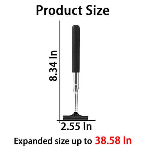 8sanlione 38.6 Inch Telescopic Side Mirror Glass Squeegee, Black - Product Imagery