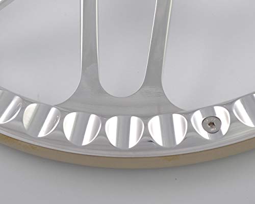 Polished 14" BILLET 9 HOLE STEERING WHEEL KIT W/HORN BUTTON & - Product Imagery