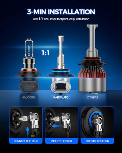 Marsauto 9012 LED Light Bulbs, 60,000LM 12X Brightness - 2 Pack - Product Imagery