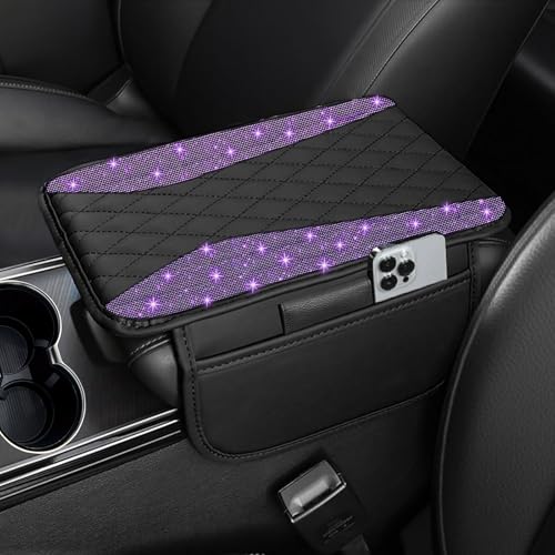 NBTEPEM Bling Purple Car Center Console Cover, Leather Middle - Product Imagery