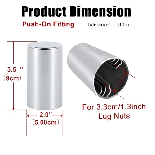 33mm x 3 1/2" Lug Nut Cover ABS Chrome Plastic Cylinder Nut - Product Imagery