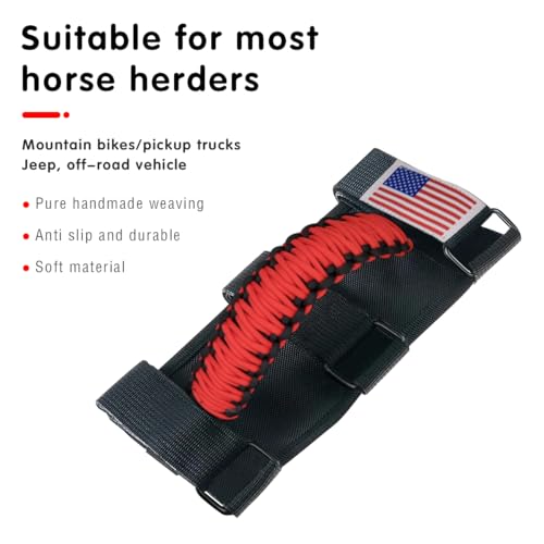 HZEL 2PCS Roll Bar Handles Compatible with Wrangler JK/JL/TJ, Red - Product Imagery