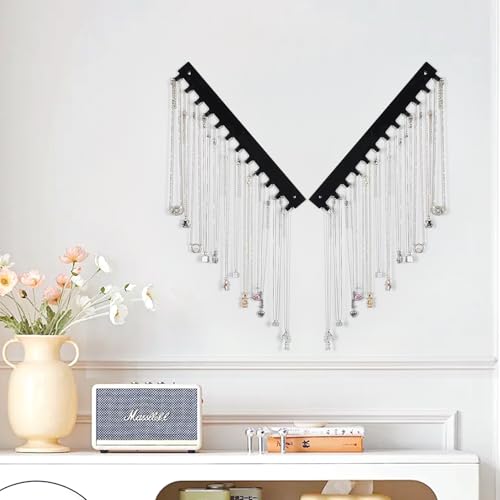Acrylic Necklace Holder 4 Pack Wall Mounted Necklace Organizer - Product Imagery