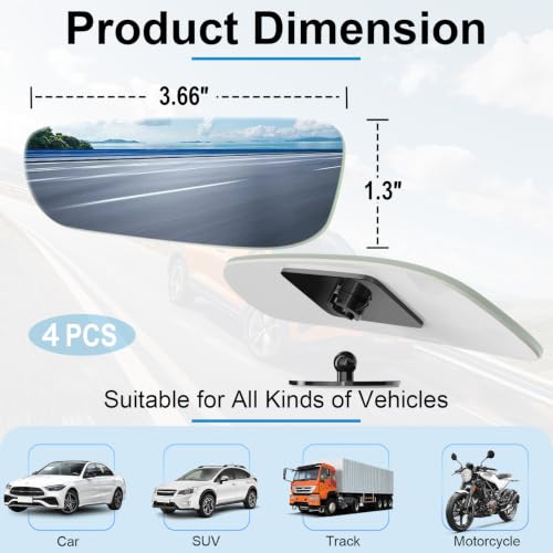 4 Pack Blind Spot Mirror for Car Frameless Mirror Blindspot - Product Imagery