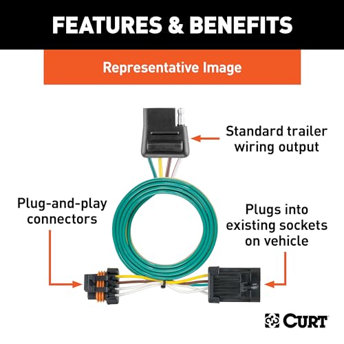 CURT 55316 Vehicle-Side Custom 4-Pin Trailer Wiring Harness for - Product Imagery