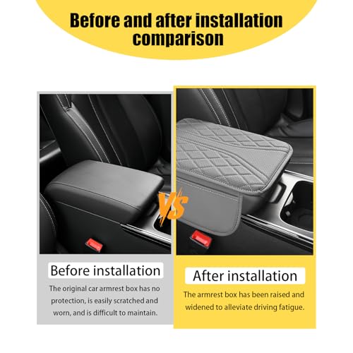 Car Center Console Cover with 2 Storage Bags, Leather Armrest - Product Imagery