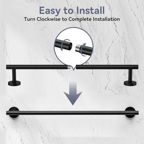 Matte Black Towel Bar, 24 Inch Bathroom Towel Rack - Product Imagery