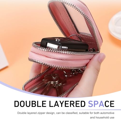 Car Key Fob Case, Double Leather Organizer, Clear Window Key - Product Imagery