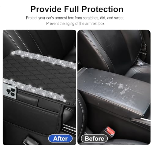 NBTEPEM Bling Car Center Console Armrest Cover, Microfiber - Product Imagery