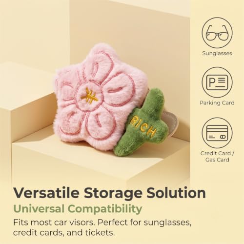 Rich Floral Sunglasses Holder for Car Visor, Cute Eyeglass - Product Imagery