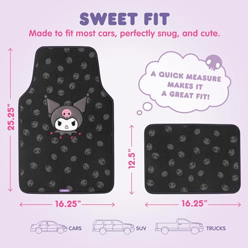 Kuromi Carpet Car Floor Mats - Universal Fit for Cars, SUVs & - Product Imagery