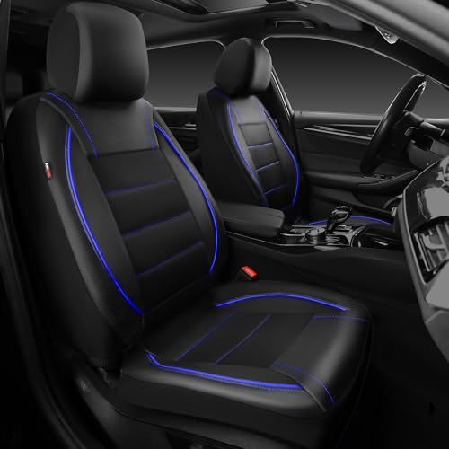 CAR PASS Universal FIT Piping Leather Two Front Seat Covers, - Product Imagery
