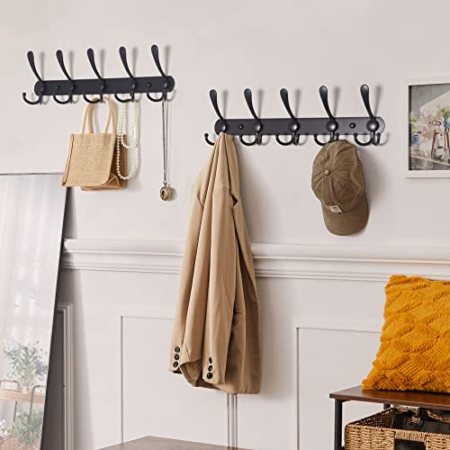 Dseap Coat Rack Wall Mounted - 5 Tri Hooks, Heavy Duty, - Product Imagery