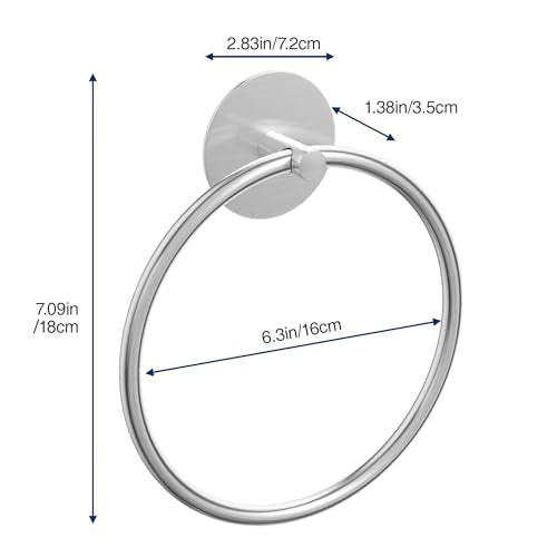 Nickel Brushed Bathroom Towel Ring - SUS304 Stainless Steel - Product Imagery
