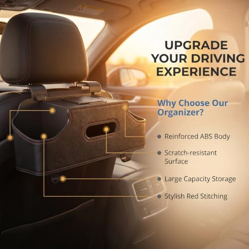 1 PC Car Seat Back Organizer, Multi-Function Tissue Storage Box - Product Imagery