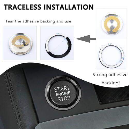 Car Push Start Button Cover Compatible with Audi,Cool Aluminum - Product Imagery