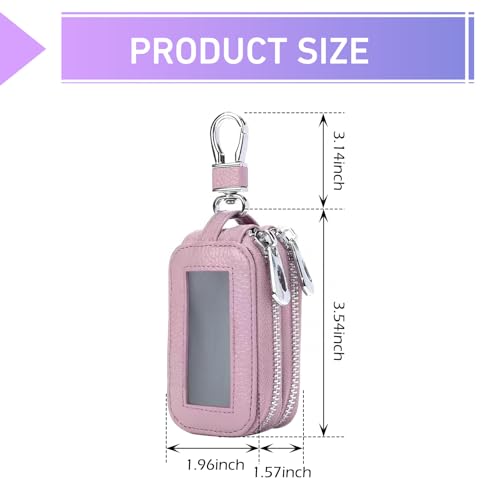 Car Key Fob Case, Double Leather Organizer, Clear Window Key - Product Imagery