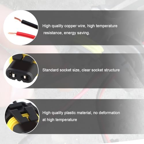 KVAEY 2 PCS Wiring Harness Headlight Socket, 9005 9006 HB3 HB4 - Product Imagery
