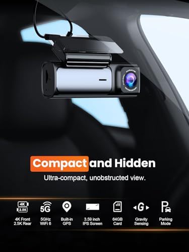 Affver 4K+2.5K Dash Cam Front and Rear, Built-in 5G WiFi 6 GPS - Product Imagery