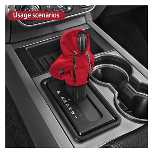 JOYCOURT Car Gear Shift Hoodie Auto Shifter Knob Cover, Red - Product Imagery