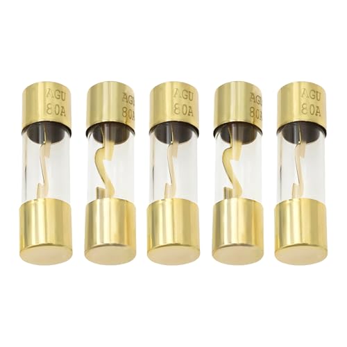 5 PCS 80A AGU Fuses, Inline Automotive Audio Stereo System Fuse - Product Imagery