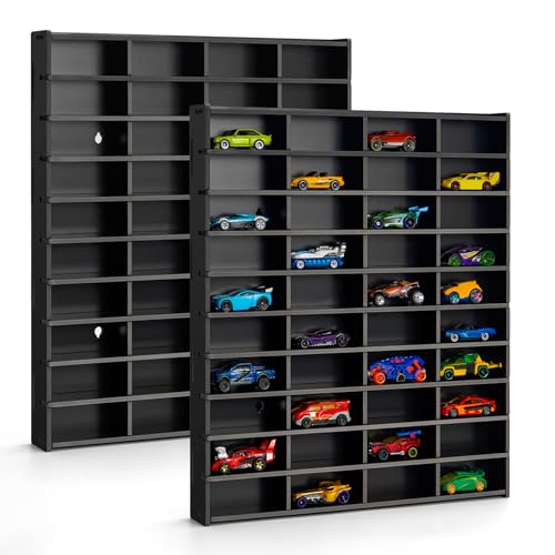 Krafetto 2 Pack 80-Slot Toy Car Display Shelves for 1/64 Cars, - Product Imagery
