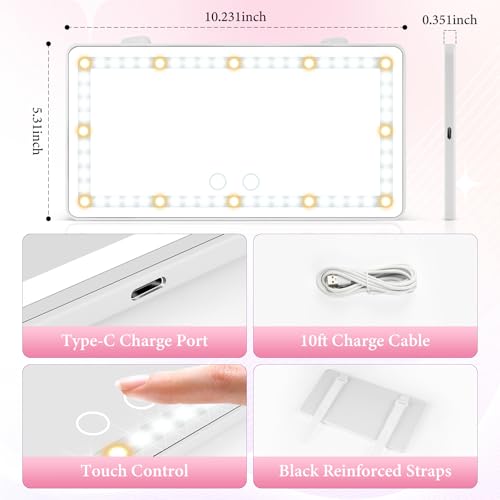 SINGARO Car Sun Visor Vanity Mirror - Rechargeable Makeup Mirror - Product Imagery