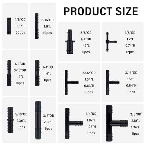 115PCS Car Vacuum Hose Connector Assortment,12 Sizes Vacuum Tube - Product Imagery