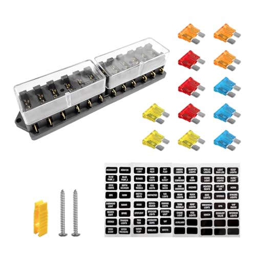 Yourkar 12 Way Blade Fuse Block Box Holder, 12 Circuit Fuse Box - Product Imagery