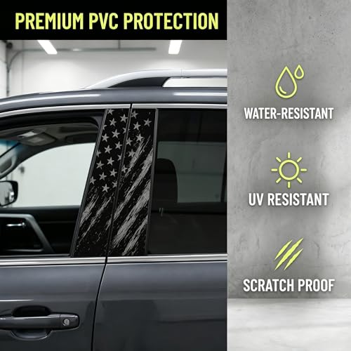 2PCS Car B Pillar Stickers, Aged Patriotic American Flag Car - Product Imagery