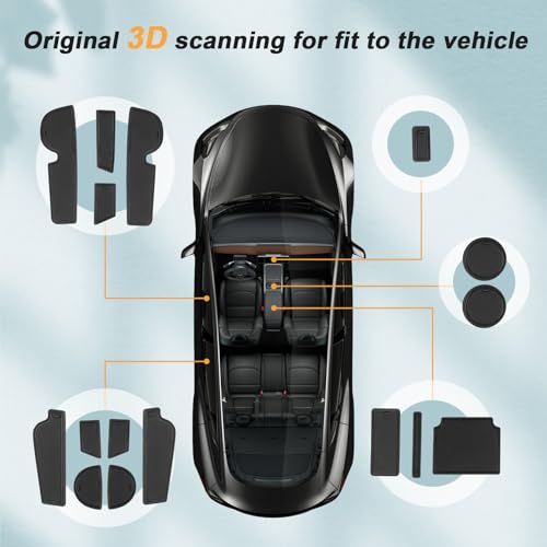 2026 MDX Door Slot Mats - 16 Pcs Black Center Console Liner for - Product Imagery