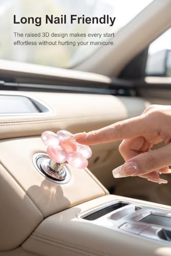Car Push to Start Button Cover, Cute 3D Flower Start Button - Product Imagery