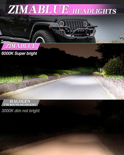 ZIMABLUE 7 inch Led Headlights Round Pink Purple Halo led H6024 - Product Imagery
