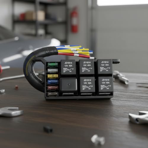 6-Way 12V Car & Relay Box with Pre-Wired 40A 4-Pin Relays - Product Imagery