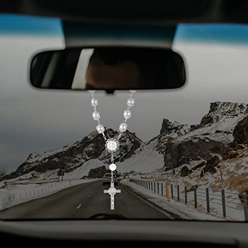 Cobee Car Rosary for Rearview Mirror, 2 Pieces Car Mirror - Product Imagery
