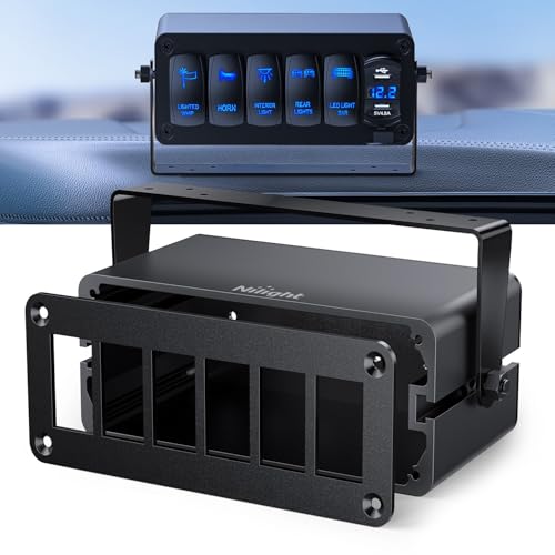 Nilight 6 Gang Rocker Switch Box Detachable Housing 6 Holes - Product Imagery