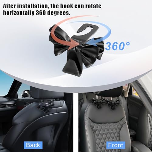 2 PCS Car Seat Headrest Hooks, Cute Bow Purse Hook Hanger for - Product Imagery