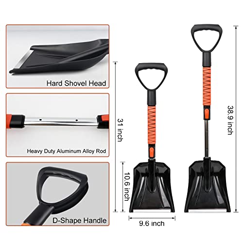42'' Ice Scraper and Extendable Snow Brush Emergency Snow Shovel - Product Imagery