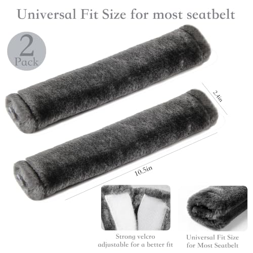 Amooca 2-Pack Soft Furry Universal Seatbelt Cover Car Shoulder - Product Imagery
