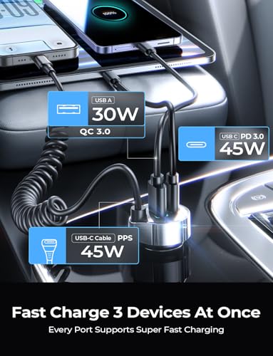 LISEN 90W for iPhone 17 16 15 Pro Max Car Charger USB C Fast - Product Imagery