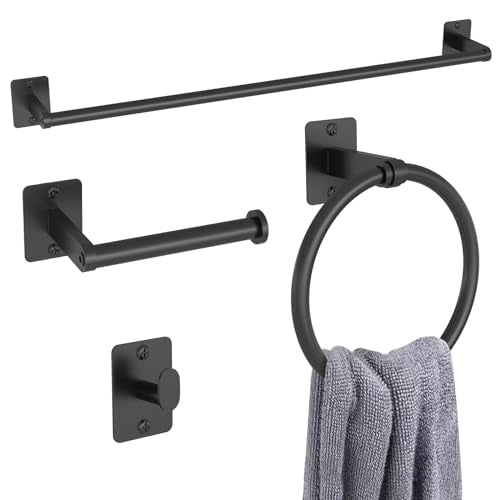 KLJKPA Black Bathroom Accessories Set, 4-Piece Bathroom Hardware - Product Imagery