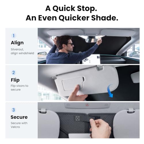 REEVAA Car Windshield Sun Shade for Tesla Model Y/YL (2026-2016) - Product Imagery