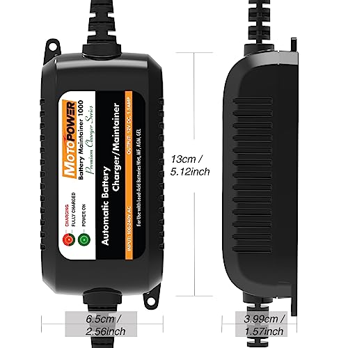 MOTOPOWER MP00206A 12V 1.5Amp Automatic Battery Charger, Battery - Product Imagery