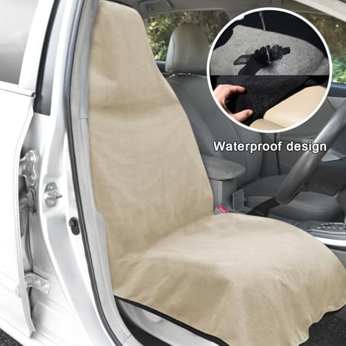 DXNQ 2PCS Car Towel Seat Cover, Waterproof Sweating Non-Slip - Product Imagery