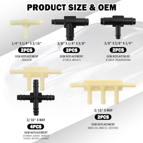 91PCS Car Vacuum Line Connectors Kit with 32 Types,1/8" 3/16" - Product Imagery