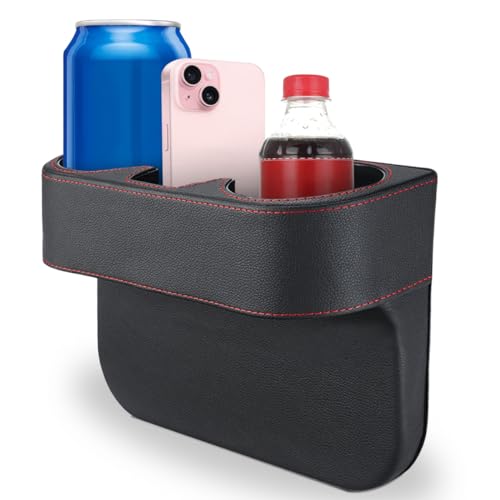 KITUREK Car Cup Holder, PU Leather Cover Auto Front Seat - Product Imagery