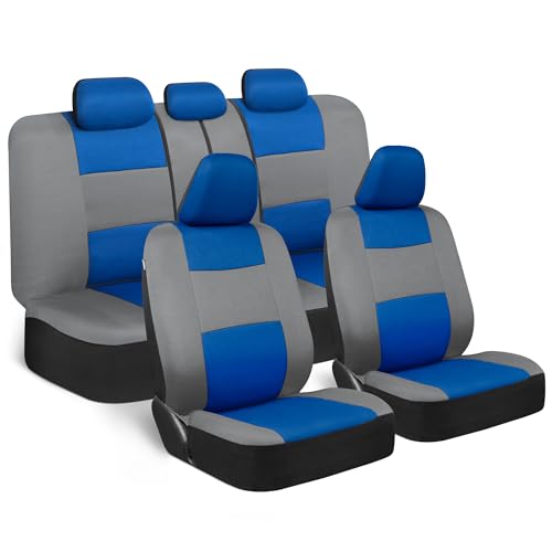 BDK PolyPro Car Seat Covers Full Set in Blue & Gray – Front and - Product Imagery