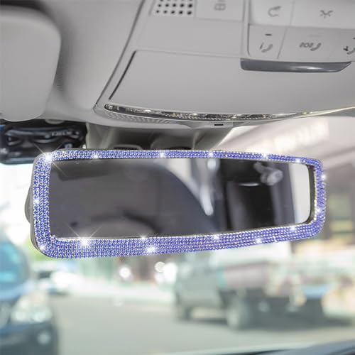 Osilly Rhinestone Clip-On Car Rearview Mirror, Blue - Product Imagery