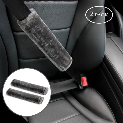 Amooca 2-Pack Soft Furry Universal Seatbelt Cover Car Shoulder - Product Imagery